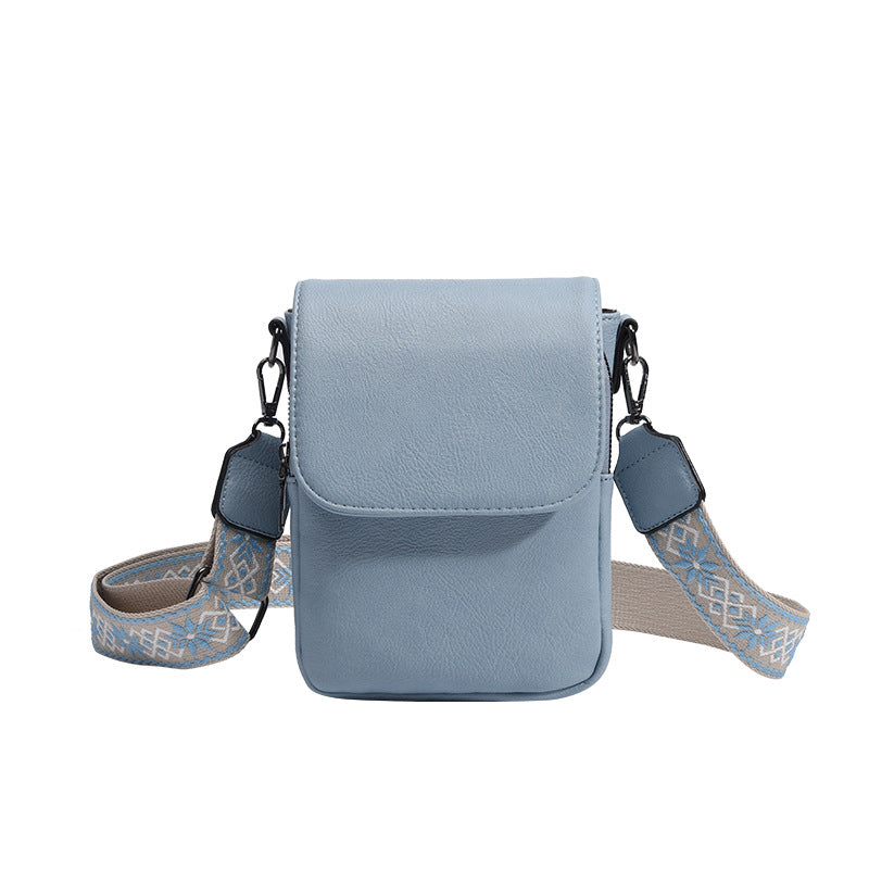 Women's Blue Vertical Ethnic Style Wide Strap Bags