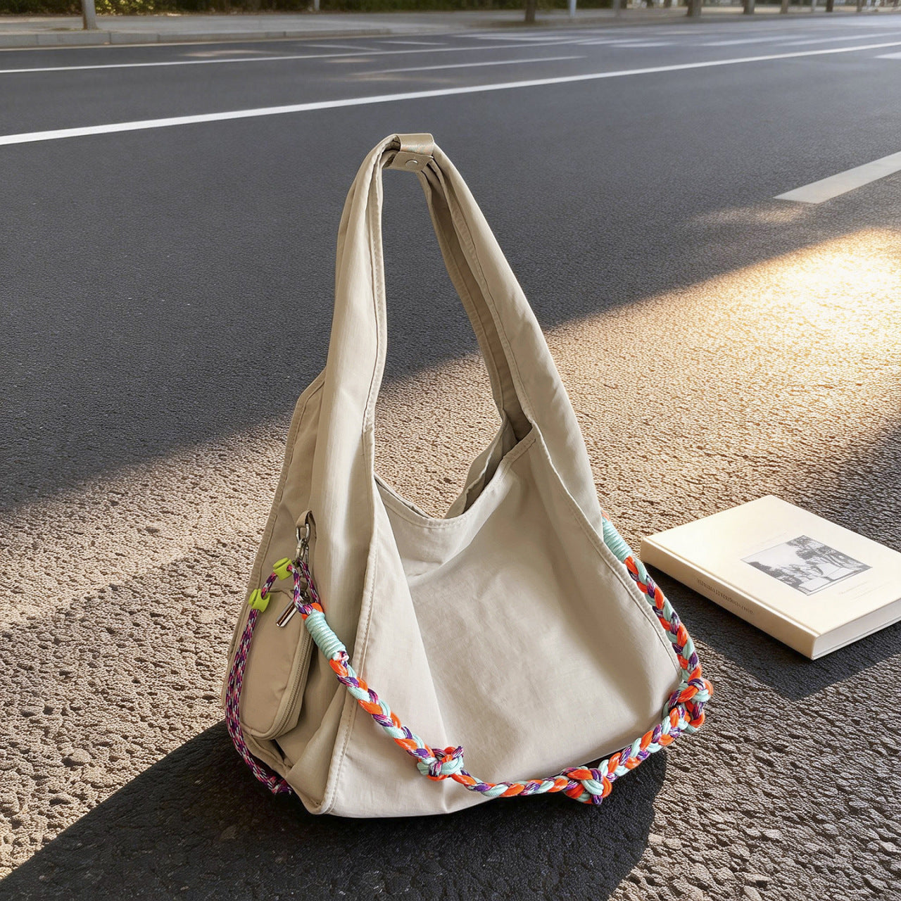 Women's & Men's Korean Large Capacity Colorful Ropes Cloth Tote Bag