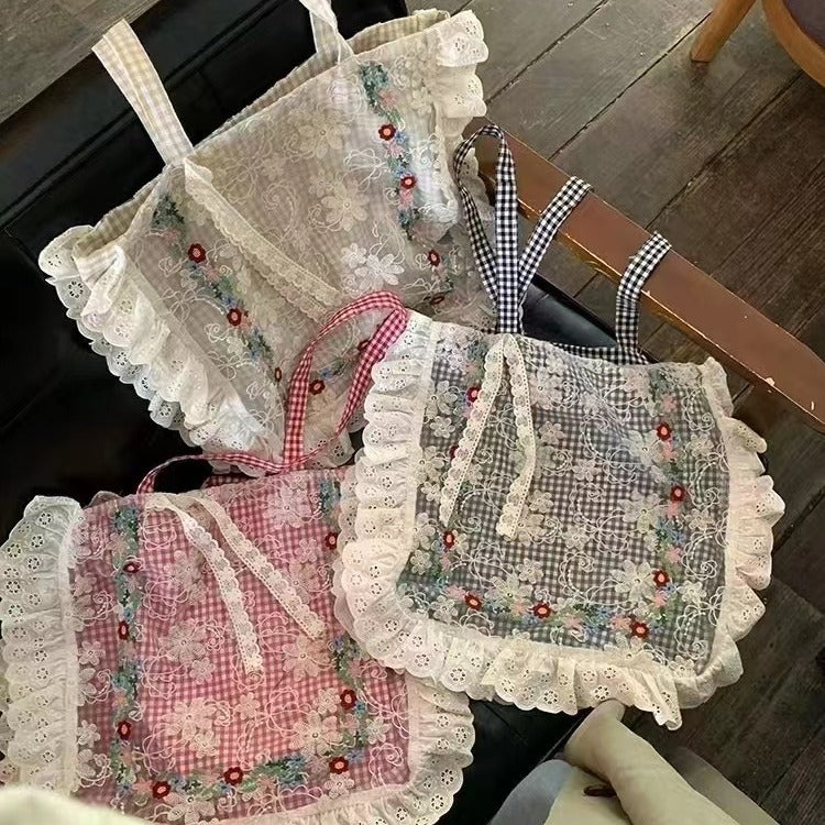 Women's Plaid Lace Canvas Summer Cloth Women's Messenger Bag