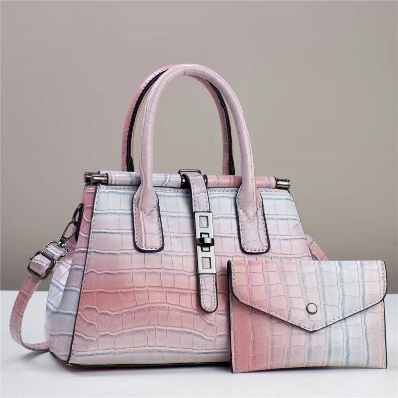 Versatile Two-piece Alligator Print Graceful Fashion Women's Handbag