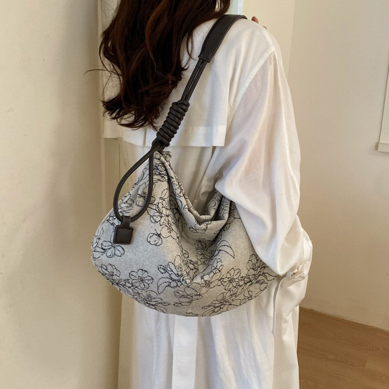 Women's Style Versatile Embroidered Summer High-grade Canvas Shoulder Bags