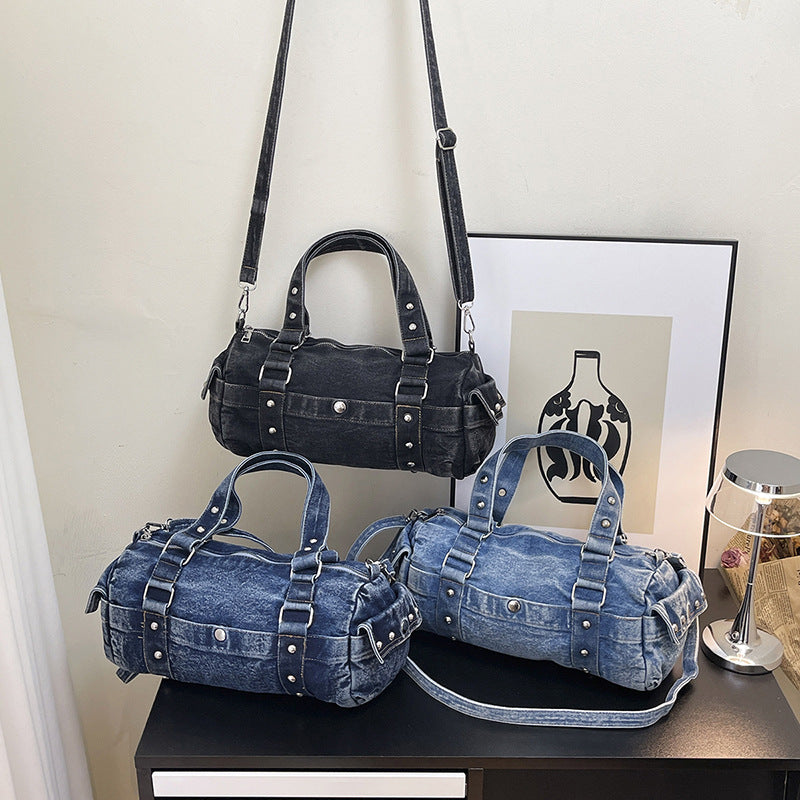 American Street Retro Style Denim Trendy Women's Messenger Bag