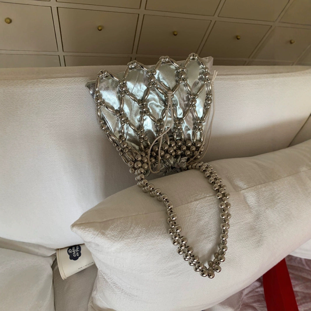 Women's Handmade Pearl Hollow Beaded Vacation Weaving Women's Shoulder Bag