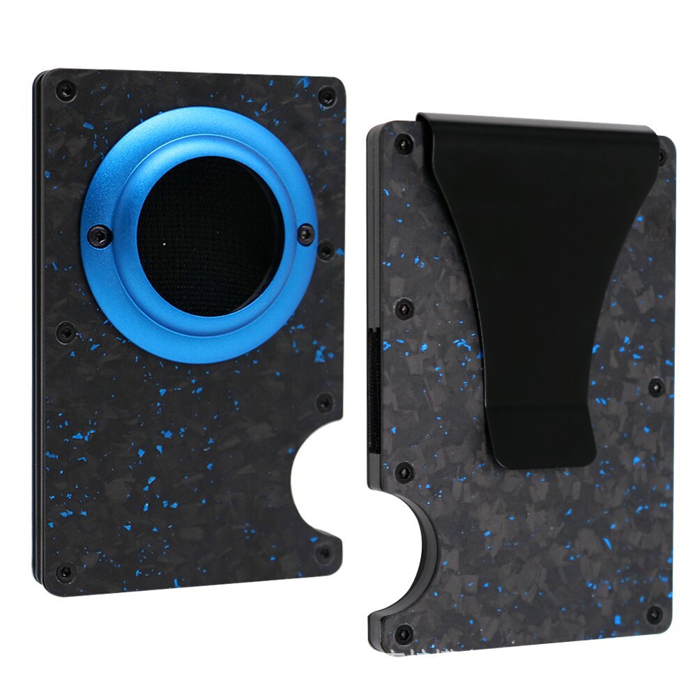 Carbon Fiber Pattern Swiping Aluminum Alloy Clamp Card Holder