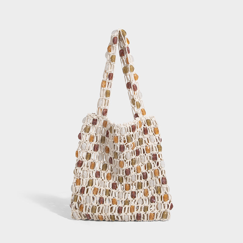 Handmade Beaded Niche Woven Contrast Color Beads Bags