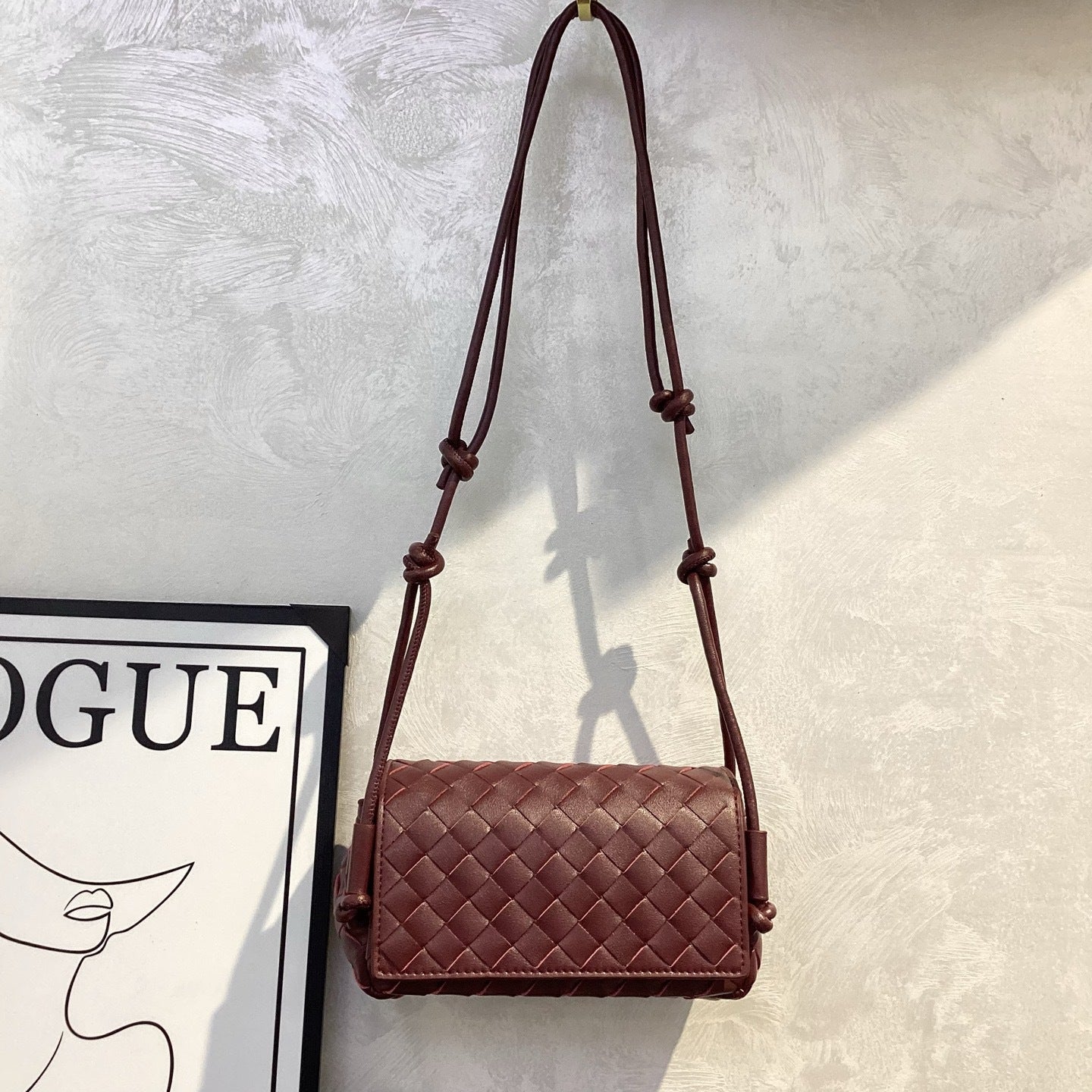 High Quality Knotted Hand-woven Genuine Leather Small Square Bags