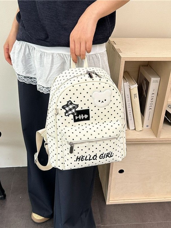 Female Stylish Good Texture Cute Polka Leisure Backpack