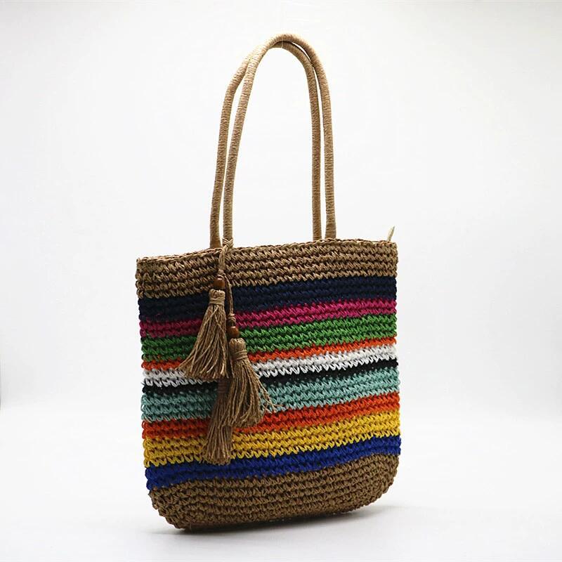 Versatile Women's Craft Colorful Woven Straw Bags