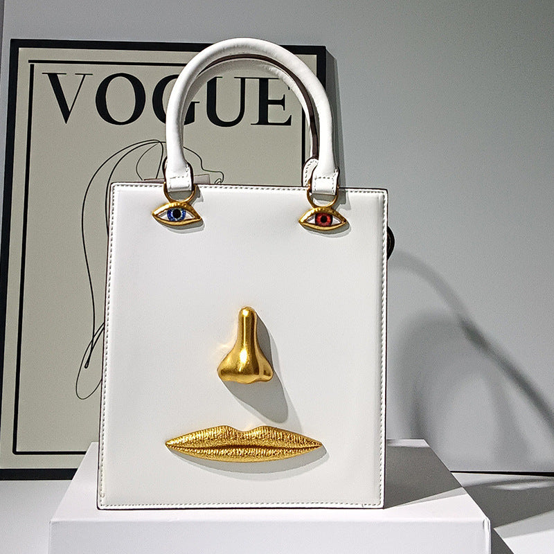 Women's Face Smiling Plain Cattle Leather Fashion Women's Handbag