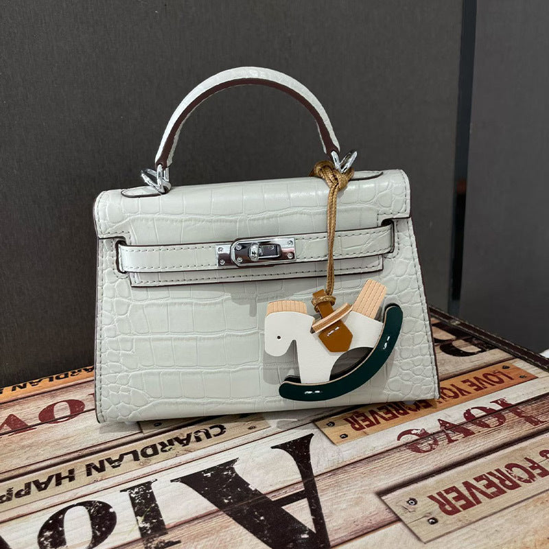 Women's Elegant Black Sier Crocodile Pattern Second Generation Kelly High-grade Genuine Women's Messenger Bag