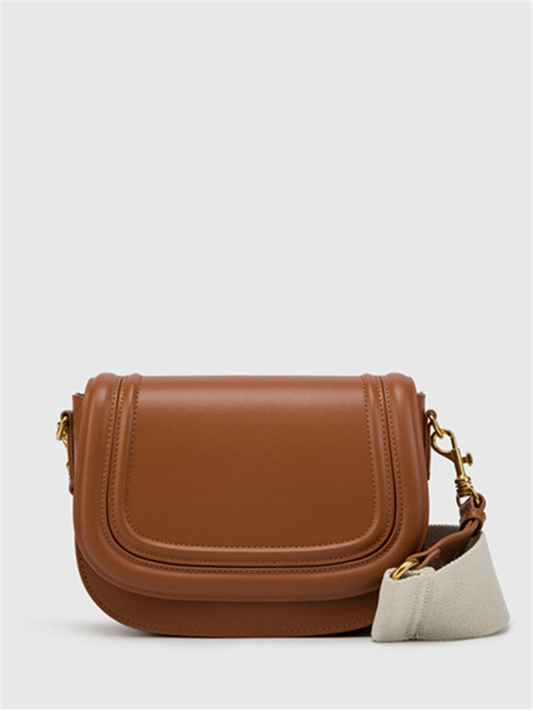 Women's Saddle Fashion Broadband Contrast Color Canvas Women's Messenger Bag