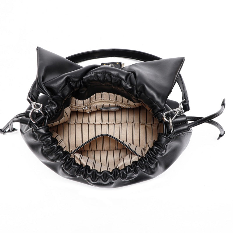 Women's Soft Leather Cloud Drawstring Underarm Popular Affordable Luxury Fashion Advanced Small Square Bags