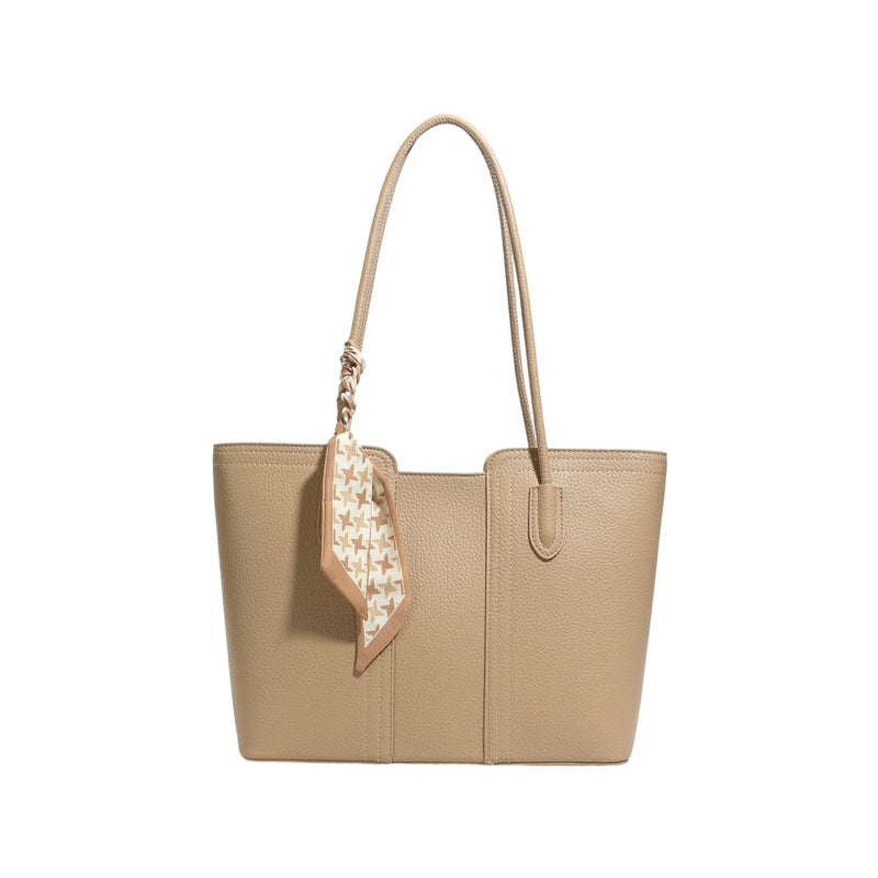 Retro Texture Trendy Solid Color Design Large Capacity Tote Bag