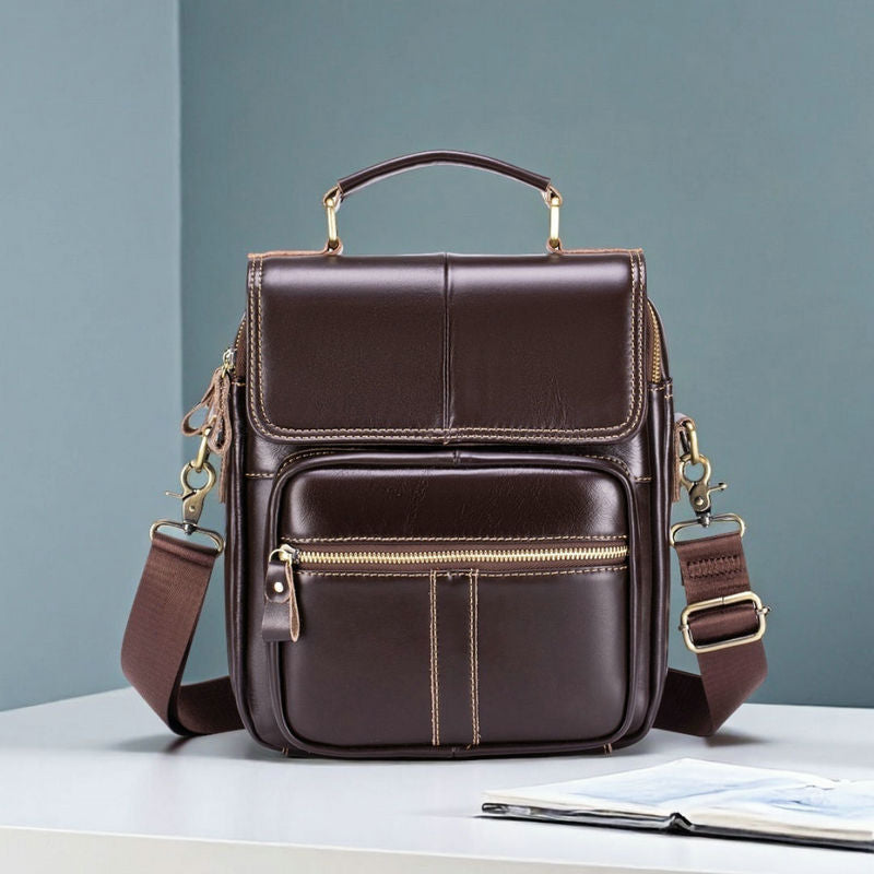 Men's First Layer Leather Vertical Business Bags