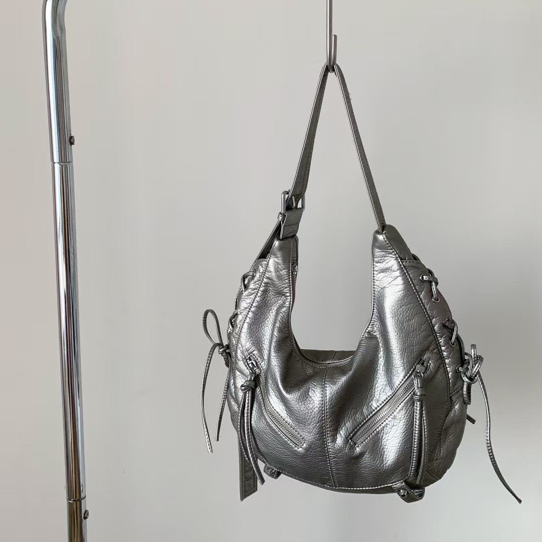 Punk Motorcycle Black Hot Soft Metal Women's Messenger Bag