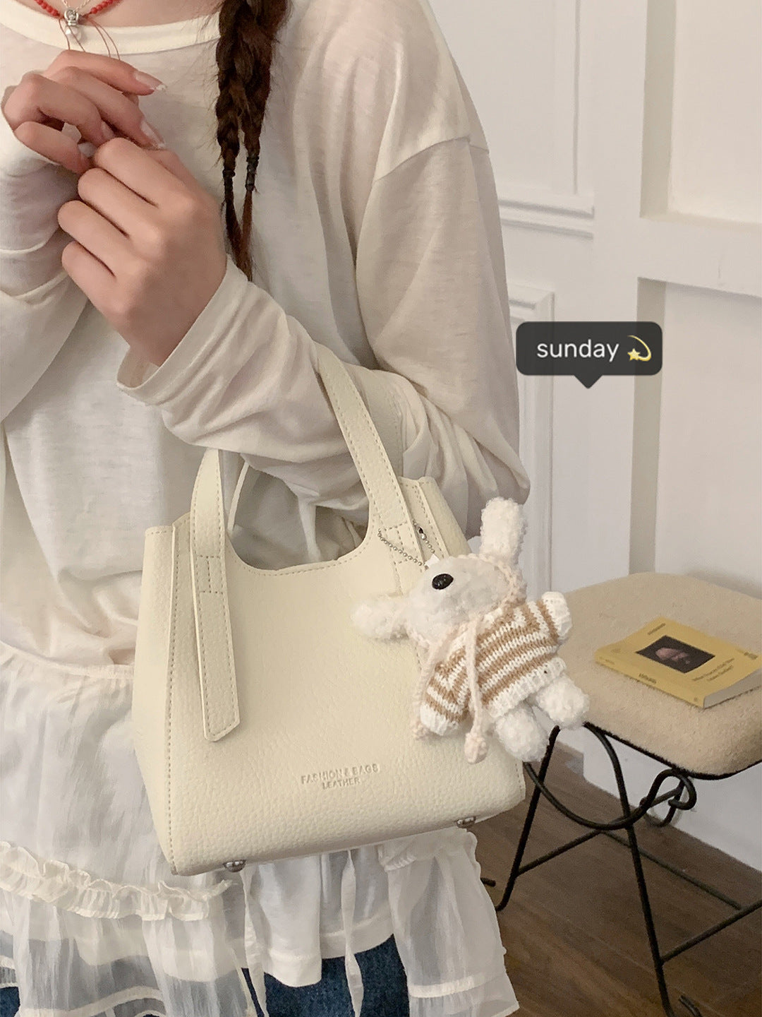 Women's Summer Fashion Carrying Lychee Pattern Simple Handbags