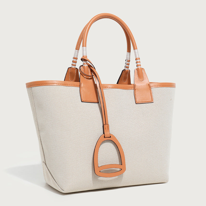 Women's Basket Printed Canvas Large Capacity Totes Commuter Shopping Tote Bag