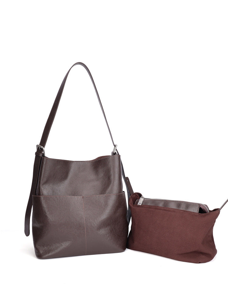 Women's Retro Vegetable Tanning Leather Underarm Spring Large Women's Shoulder Bag