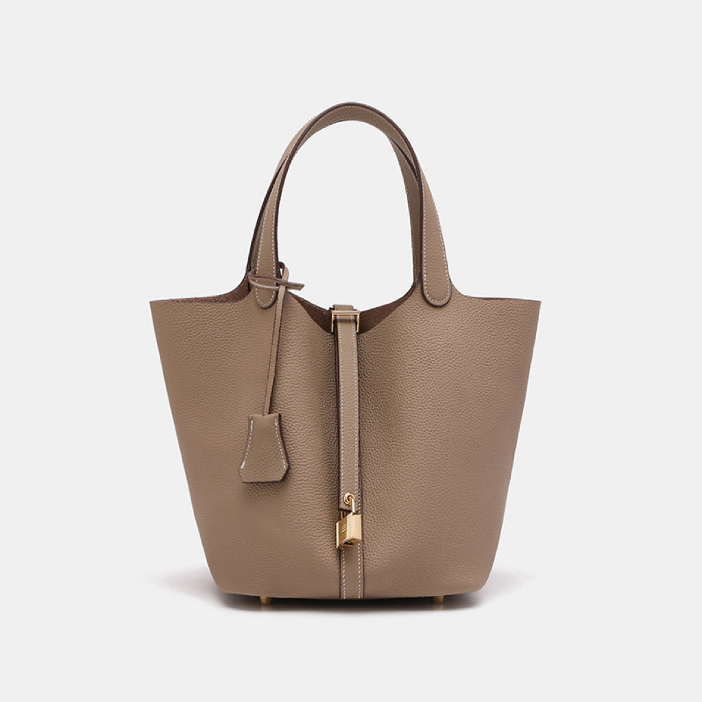 Vegetable Large Genuine Leather Hand Commuter Bucket Bag