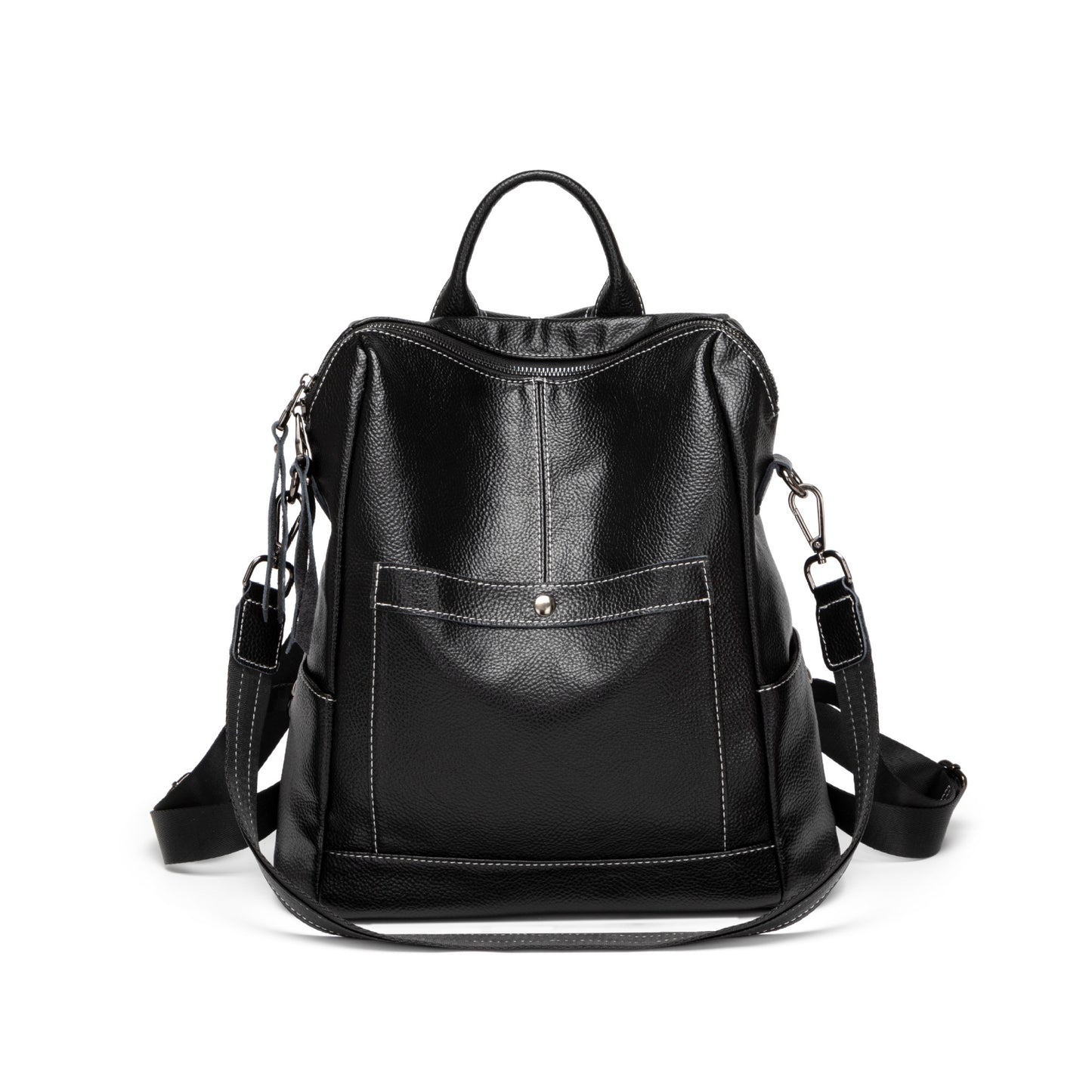 Women's Black Soft Leather Spring Versatile Large Capacity Bags