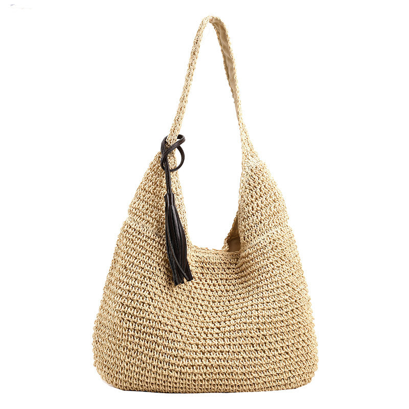 Women's Korean Style Large Capacity Straw Woven Mori Retro Seaside Bags