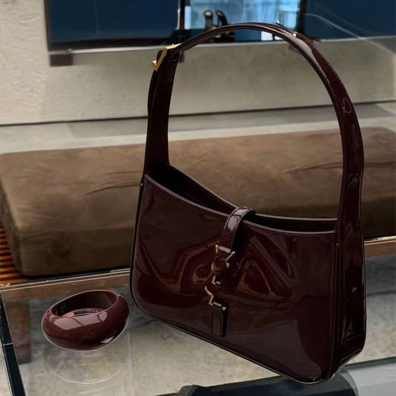 Light Luxury Patent Leather Shiny Temperament Wild High Sense Niche Underarm Bag