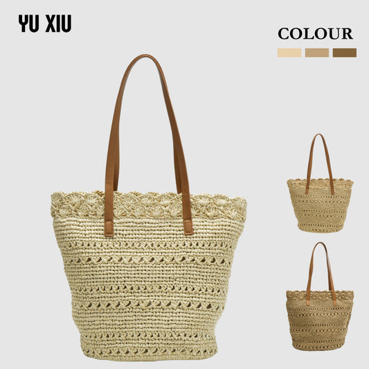 Women's Lace High-grade Sense Straw Hand-woven Large Capacity Tote Bag