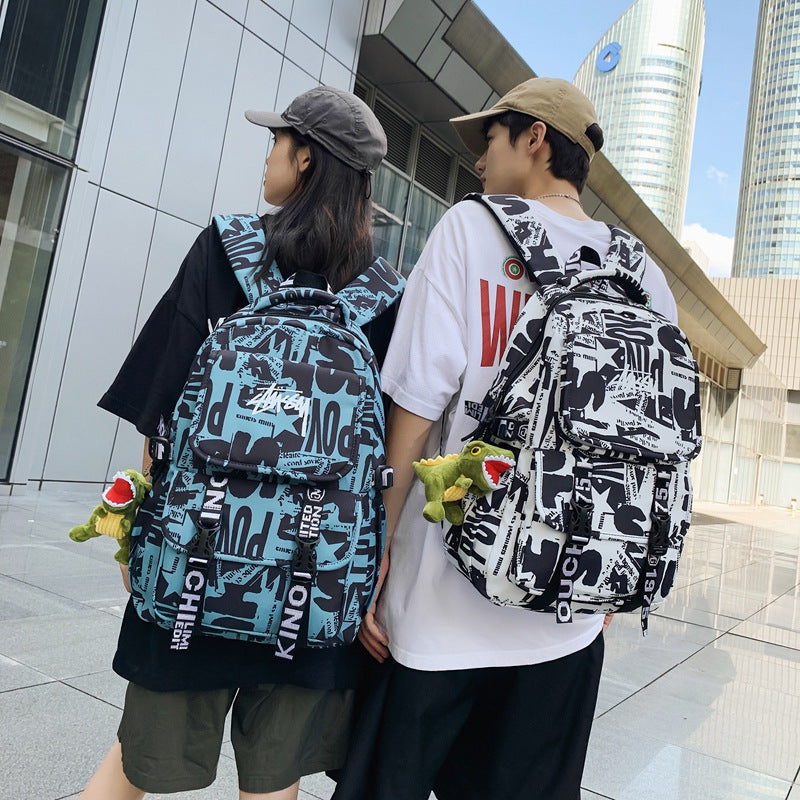 Women's & Men's Letter Large Capacity Junior Campus Trendy Cool Street Leisure Backpack