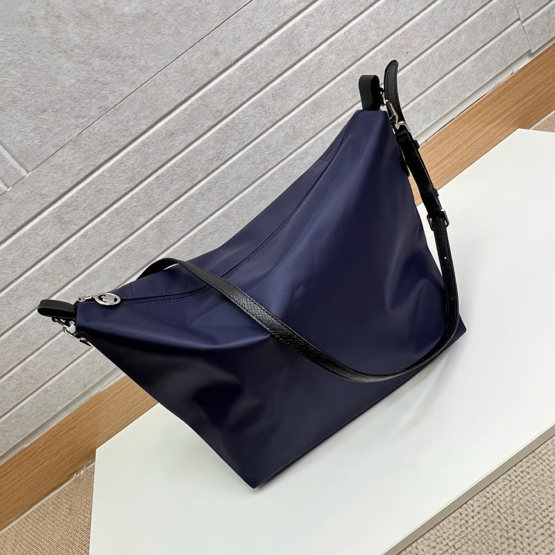 Women's French Large Capacity Nylon Chic Cowhide Women's Shoulder Bag
