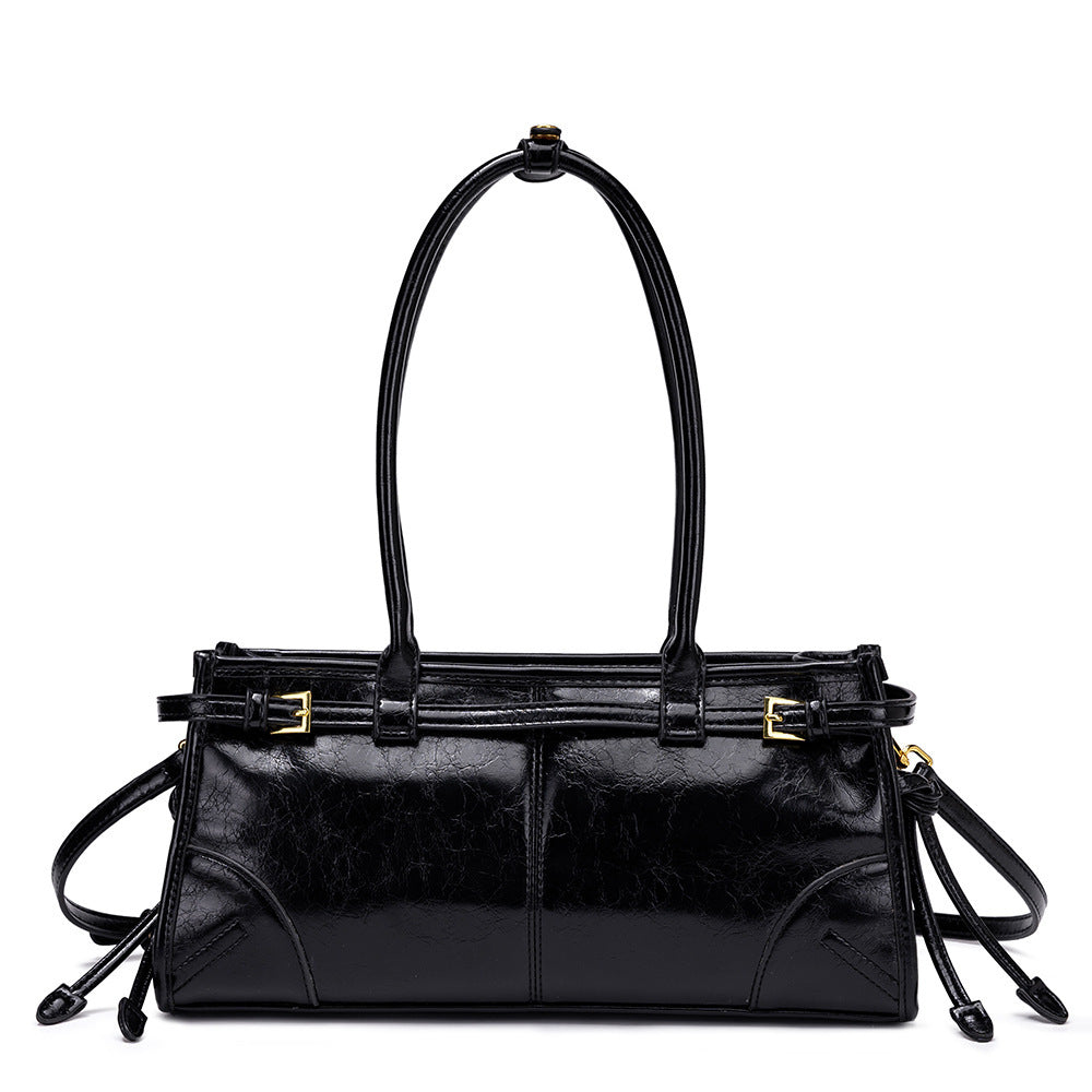 Women's Retro Large Capacity Boston Baguette Layer Oil Women's Handbag