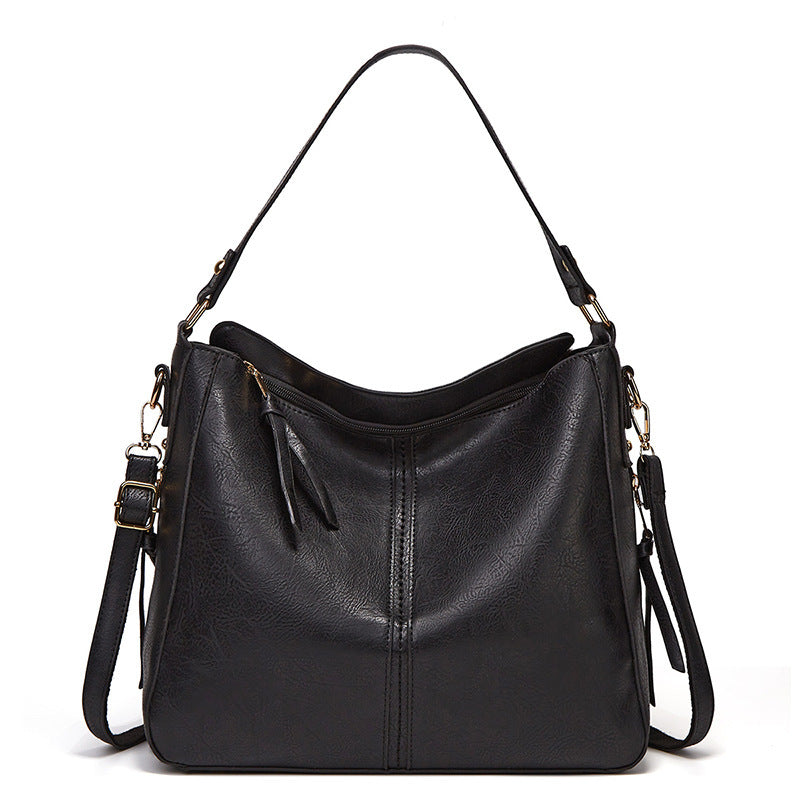 Women's Summer Vintage Oil Leather Large Capacity Portable Shoulder Bags