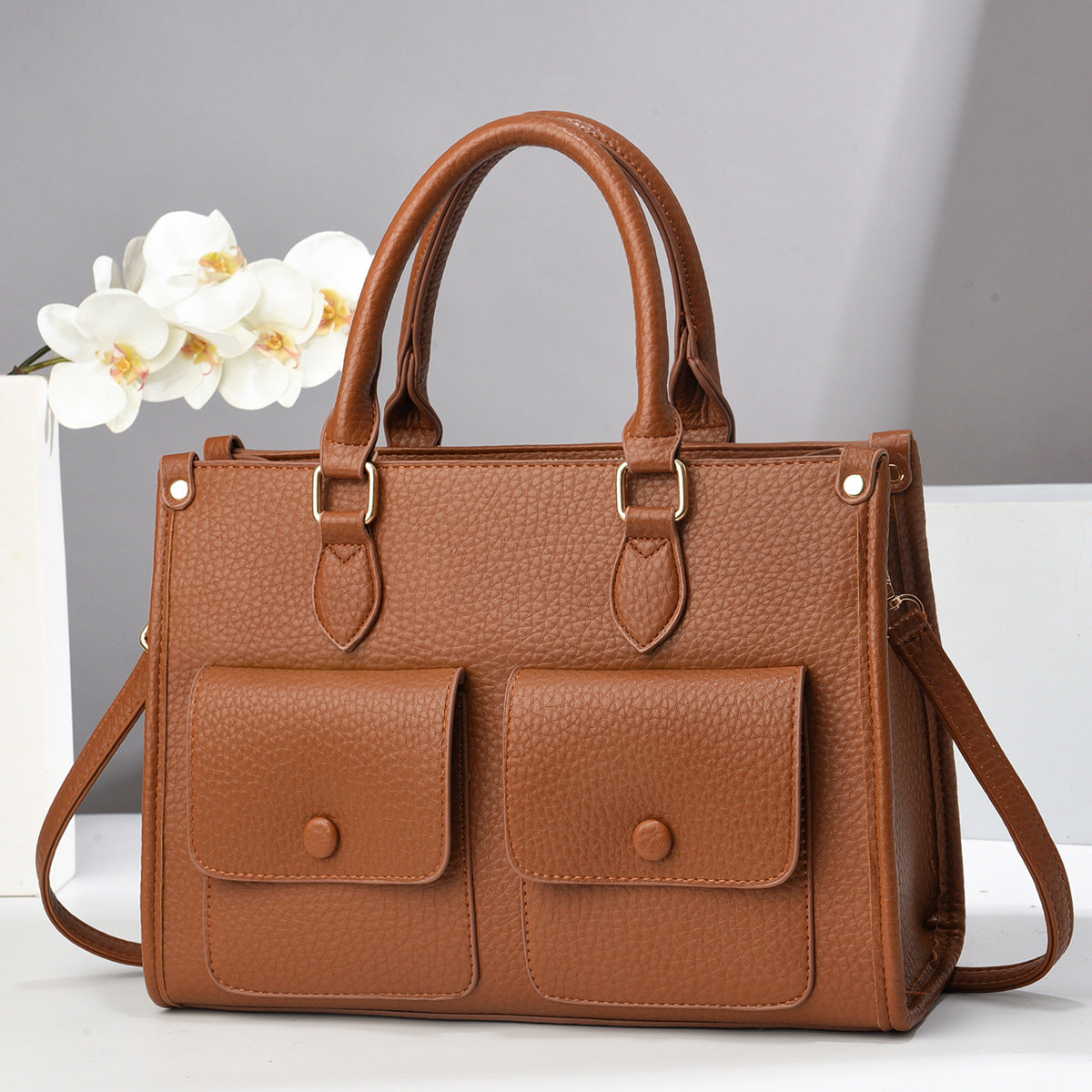 Simple Spring Fashion Double Pocket Portable Women's Shoulder Bag