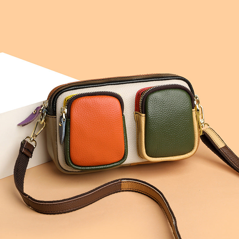Women's Leather Colorful Top Layer Cowhide Women's Messenger Bag