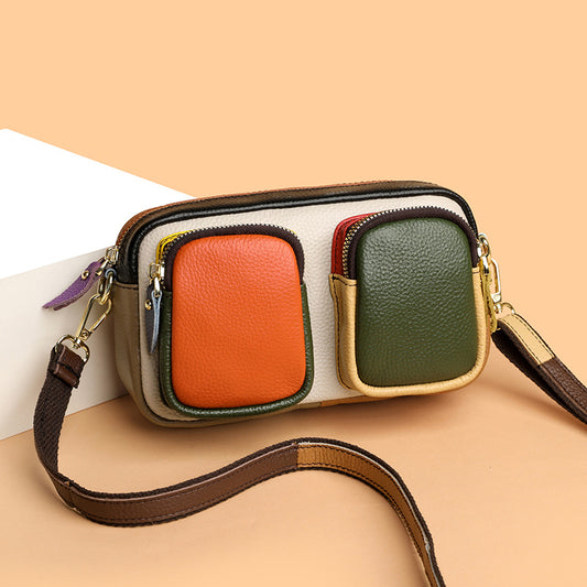 Women's Leather Colorful Top Layer Cowhide Women's Messenger Bag