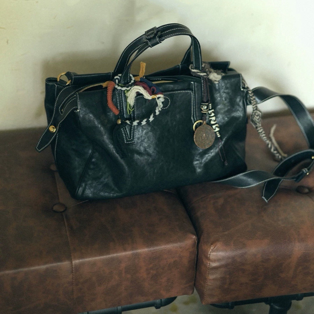 Mountain Trail Vegetable Tanning Leather Large Women's Shoulder Bag
