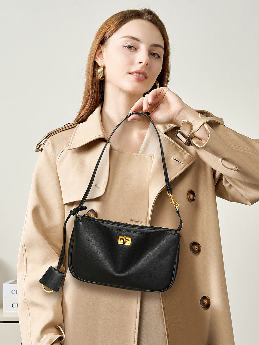 Women's Style Genuine Leather High-grade Portable Commuter First Layer Underarm Bag