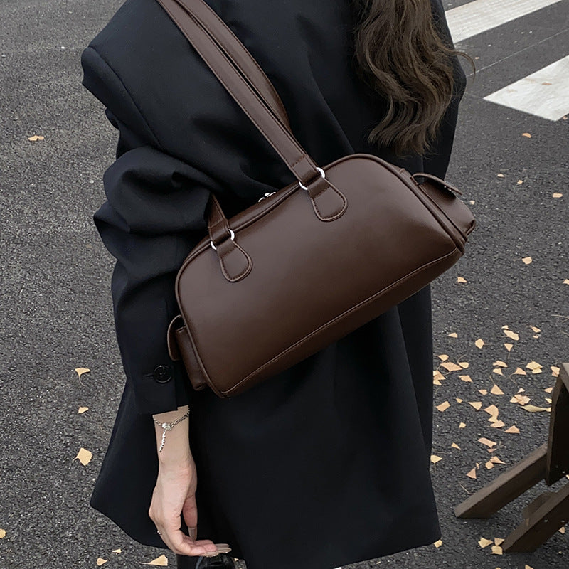 Women's Autumn Retro Textured Bowling Simple Pillow Underarm Bag