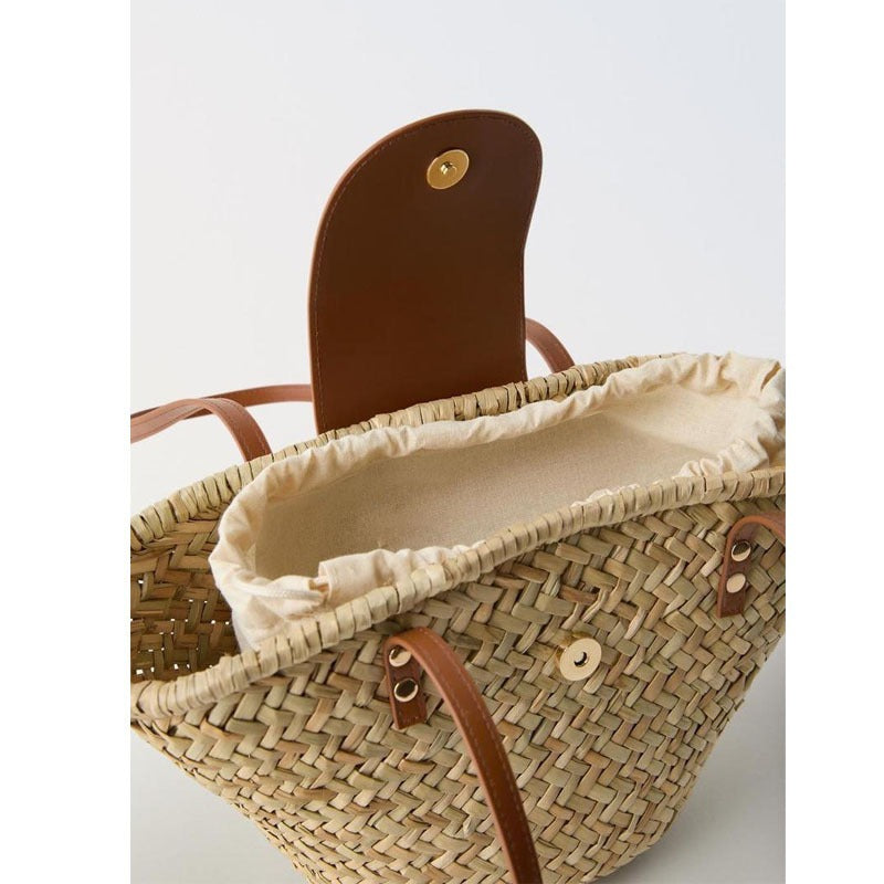 Women's Natural Grass Rattan Weave Vacation Beach Women's Handbag