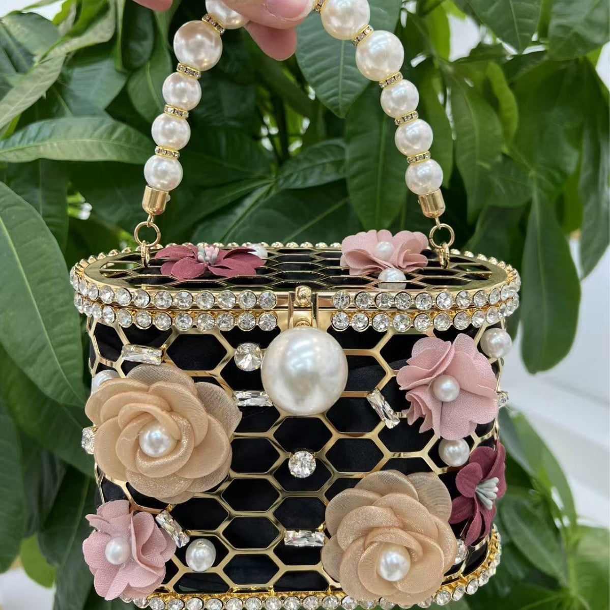 Women's Full Diamond Floral Decorations Portable Fashion Women's Messenger Bag