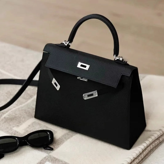 Genuine Leather Second Generation Kelly Palm Print Simple Women's Handbag