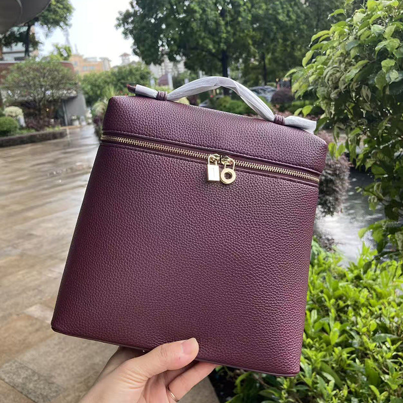 Women's Ostrich Grain Genuine Leather Lightweight Computer Women's Backpack