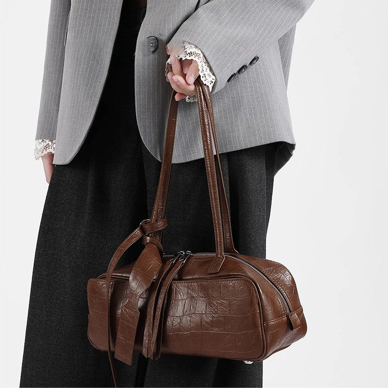 Bowling Loose Feeling Genuine Leather Soft Underarm Bag