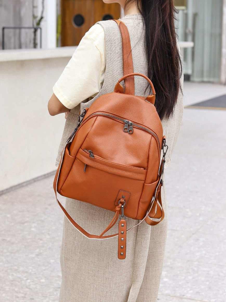 Women's Leather Spring First Layer Trendy Women's Backpack
