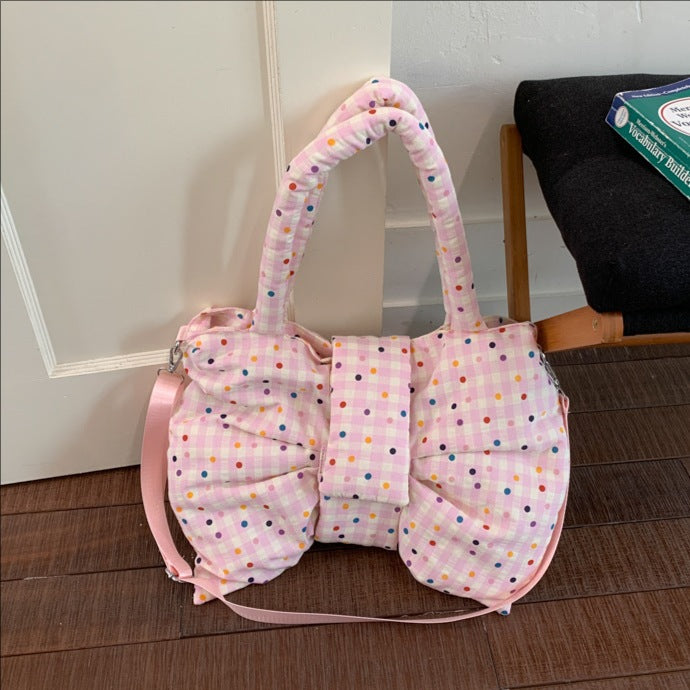 Korean Style Polka Dot Design Bow Sweet Women's Shoulder Bag