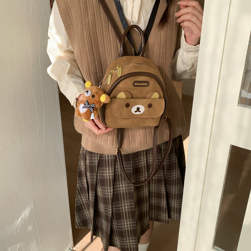 Cute Cartoon Bear Female Niche Retro Backpacks