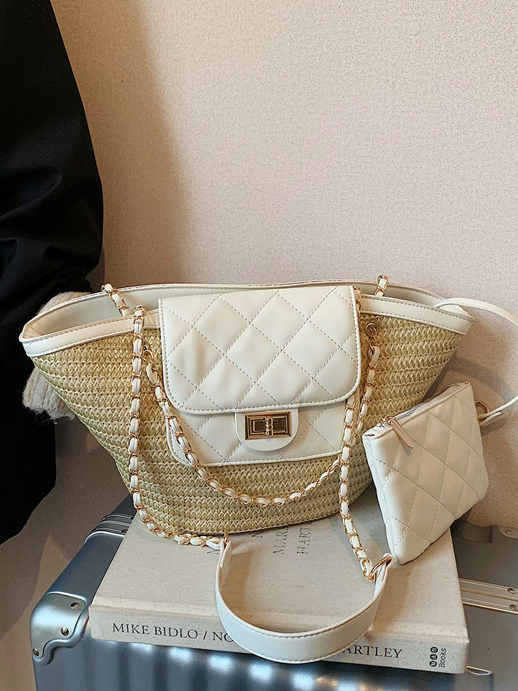 Women's Spring Vacation Style Vegetable Basket Woven Tote Bags