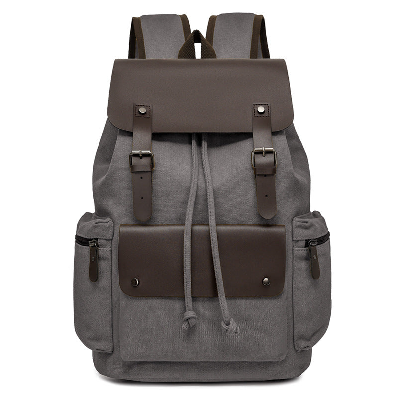 Men's Canvas Computer Personalized Fashion Drawstring Flip Retro Women's Backpack