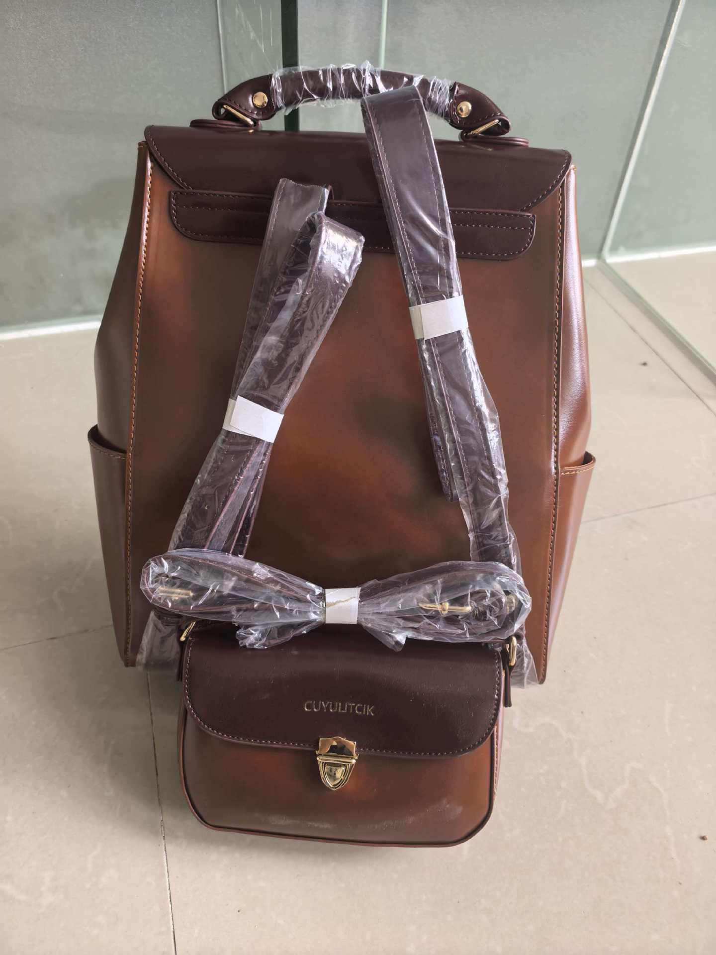 Women's Retro Contrast Color Croissant Handmade Genuine Leather Bags