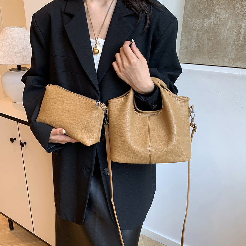 Soft Leather Vegetable Basket Large Capacity Simple Son Women's Handbag