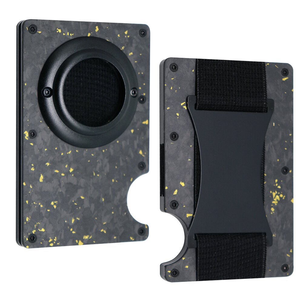 Carbon Fiber Pattern Swiping Aluminum Alloy Clamp Card Holder